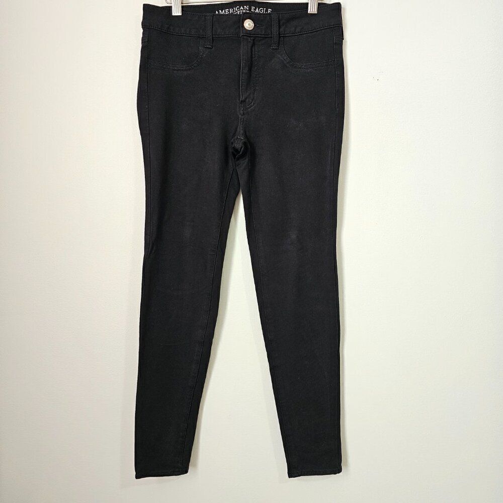 EUC AMERICAN EAGLE OUTFITTERS BLACK JEGGING SUPER STRETCH SIZE 6
